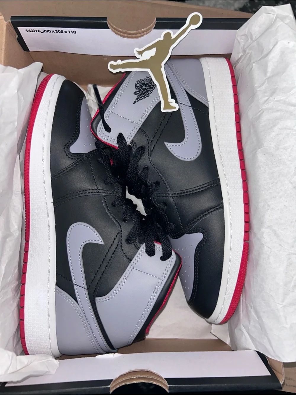 Nike Air Jordan 1 Mid Sneakers - Black, Gray, Red